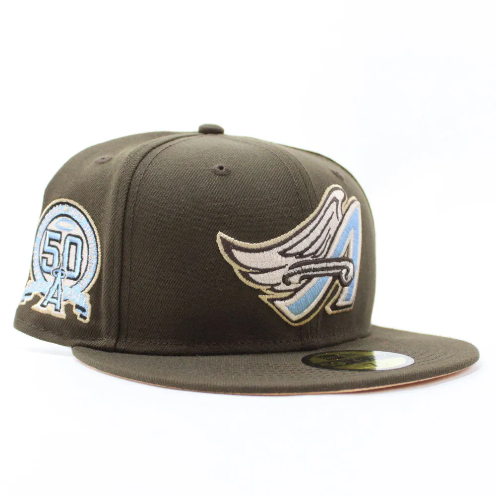Anaheim Angels 50th Anniversary New Era 59Fifty Fitted Hat (Walnut Peach Under Brim)